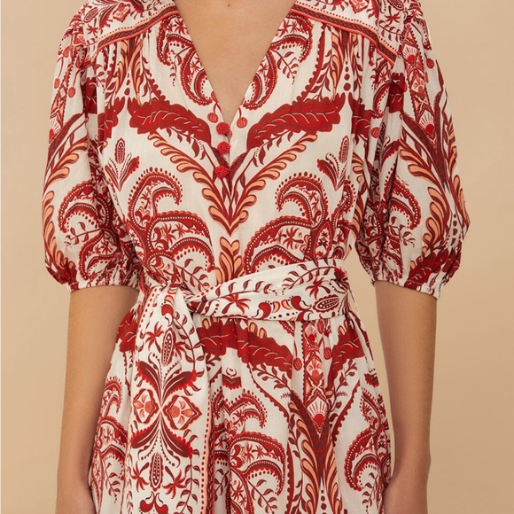 Farm Rio tropical camel off-white dress size small NWT - Picture 3 of 7